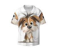 WZYCWB Chemise à manches courtes imprimée Chiot Gribouillé XL - Élégant et décontracté - Convient pour les affaires - Tailles S-4XL - Noir