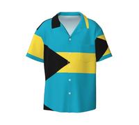WZYCWB Chemise à manches courtes pour homme Motif drapeau des Bahamas, noir, Taille XL