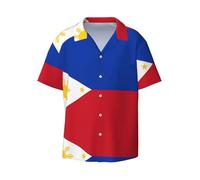 WZYCWB Chemise à manches courtes pour homme Motif drapeau des Philippines, noir, Taille L