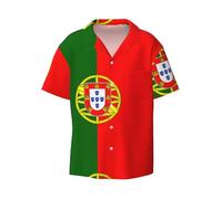 WZYCWB Chemise à manches courtes pour homme Motif drapeau du Portugal, noir, Taille M