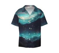 WZYCWB Chemise à manches courtes pour homme Motif étoiles de science-fiction Style décontracté Tailles S-4XL, noir, Taille 4XL