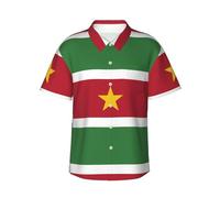 WZYCWB Chemise de vacances d'été imprimée drapeau du Suriname pour homme - Style hawaïen à manches courtes - Taille S-3XL, noir, Taille L