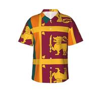 WZYCWB Chemise de vacances d'été pour homme avec drapeau du Sri Lanka - Chemise à manches courtes style hawaïen - Taille S à 3XL, noir, Taille M