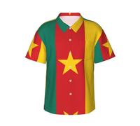 WZYCWB Chemise hawaïenne à manches courtes Drapeau du Cameroun pour homme - Vacances à la plage, été, piscine, fête, Noir , XXL-4XL