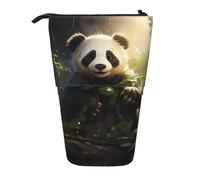 WZYCWB Conteneur de rangement rétractable en forme de panda mignon pour porte-stylos, pinceaux de maquillage ou sacs à monnaie avec cordon de serrage.