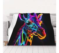 WZYCWB Couverture en flanelle imprimée girafe fluo de 152,4 x 127 cm - 76,2 à 203,2 cm. Une couverture chaude pour l'automne à la maison et une couverture de voyage portable.