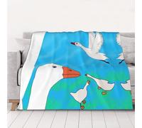 WZYCWB Couverture en flanelle imprimée Happy White Goose 203,2 x 152,4 cm - 76,2-203,2 cm. Une couverture chaude pour l'automne à la maison et une couverture de voyage portable.