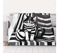 WZYCWB Couverture en flanelle imprimée noire et blanche pour chaton 152,4 x 127 cm - 76,2-203,2 cm. Une couverture chaude pour l'automne à la maison et une couverture de voyage portable.