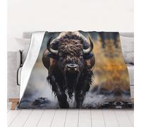 WZYCWB Couverture en flanelle imprimée North American Bison de 152,4 x 127 cm - 76,2 à 203,2 cm. Une couverture chaude pour l'automne à la maison et une couverture de voyage portable.