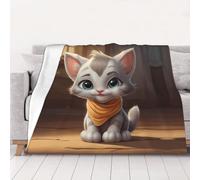 WZYCWB Couverture en flanelle imprimée pour chaton timide 101,6 x 76,2 cm - 76,2 à 203,2 cm. Une couverture chaude pour l'automne à la maison et une couverture de voyage portable.