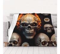WZYCWB Couverture en flanelle imprimée tête de mort d'araignée flamme, 127 x 101,6 cm, 76,2 à 203,2 cm. Une couverture chaude pour l'automne à la maison et une couverture de voyage portable.