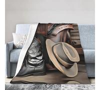 WZYCWB Couverture en flanelle super douce avec chapeau de cowboy noir 101,6 x 76,2 cm - Impression confortable pour un confort et une chaleur ultimes