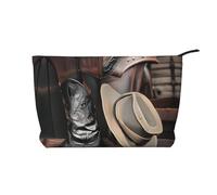 WZYCWB Cowboy Sac à main en velours côtelé avec chapeau noir pour femme avec fermeture éclair, convient pour les voyages et le rangement quotidien, les cosmétiques