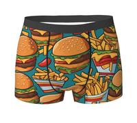 WZYCWB Cute burger Fries Boxer pour homme Imprimé Polyester élastique Plusieurs tailles, noir, X-Large