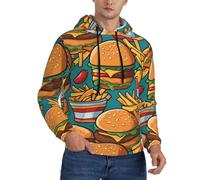 WZYCWB Cute burger fries Pull à capuche pour homme Imprimé Casual Veste de fitness à capuche Tailles S à 4XL, noir, XX-Large