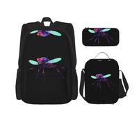 WZYCWB Data Mosquito Virus Ensemble sac à dos (3 pièces) - Sac d'école pour étudiant + trousse + sac à déjeuner + sac à dos de grande capacité
