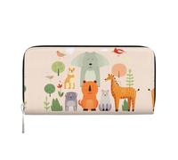 WZYCWB De nombreux animaux de dessin animé mignon imprimé portefeuille zippé parfait pour les voyages, les affaires et le quotidien. Peut contenir des téléphones portables et de l'argent.