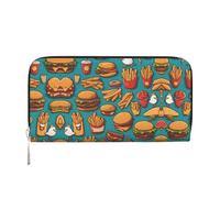 WZYCWB De nombreux sacs à main en cuir avec fermeture éclair et porte-cartes sont parfaits pour les voyages ou un usage quotidien, Beaucoup de frites Burger Cartoon, Taille unique