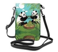 WZYCWB Deux adorables grands pandas en cuir léger pour téléphone portable, sac de voyage avec fentes pour cartes de crédit