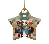WZYCWB Deux adorables pendentifs en céramique en forme d'étoile, parfaits pour décorer votre arbre de Noël pour les fêtes d'hiver