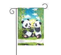 WZYCWB Deux drapeaux décoratifs de jardin imprimés pandas heureux, petits drapeaux d'extérieur imperméables, décoration d'ambiance festive