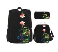 WZYCWB Dictature Rose Ensemble sac à dos (3 pièces) - Sac d'école pour étudiant + trousse + sac à déjeuner + sac à dos de grande capacité