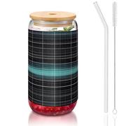 WZYCWB Dimensional Line Space Printed Bamboo lid glass for hot and cold glaced coffee tea and beer