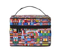 WZYCWB Divers drapeaux Grande trousse de maquillage pour femme, trousse de maquillage portable de grande capacité, sac de rangement pour filles, noir, taille unique, noir, taille unique, Noir , Taille