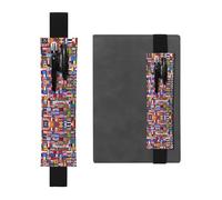 WZYCWB Divers drapeaux imprimés porte-stylo en PVC de grande capacité + trousse créative pour journal intime avec bande élastique design antidérapant