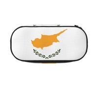 WZYCWB Drapeau de Chypre Grande Capacité Trousse à Crayons Multifonctionnel Boîte de Rangement Portable et Durable pour Fournitures de Bureau et Scolaire, Noir , Taille unique, Trousse de beauté