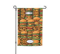 WZYCWB Drapeau de cour 30,5 x 45,7 cm, drapeau décoratif de jardin, terrasse, balcon, jardin, pelouse, drapeau décoratif de nombreux hamburgers mignons