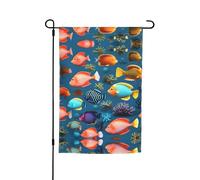WZYCWB Drapeau de cour 30,5 x 45,7 cm, drapeau décoratif de jardin, terrasse, balcon, jardin, pelouse, motif poisson de récif sous-marin