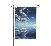 WZYCWB Drapeau de cour 30,5 x 45,7 cm, drapeau décoratif pour jardin, terrasse, balcon, jardin, pelouse, ciel bleu et nuages blancs