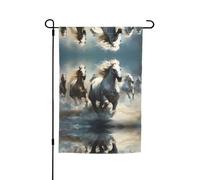 WZYCWB Drapeau de cour 30,5 x 45,7 cm, drapeau décoratif pour jardin, terrasse, balcon, jardin, pelouse, chevaux courant sauvage dans la rivière
