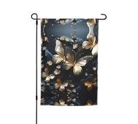 WZYCWB Drapeau de cour 30,5 x 45,7 cm, drapeau décoratif pour jardin, terrasse, balcon, jardin, pelouse, motif papillons blancs dorés et noirs