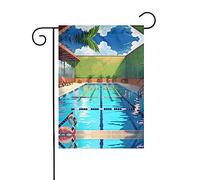 WZYCWB Drapeau de décoration de cour, drapeau de jardin à suspendre 30,5 x 45,7 cm, Noël, Halloween, décoration d'intérieur extérieure, flamant rose et piscine imprimé
