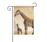 WZYCWB Drapeau de décoration de cour, drapeau de jardin à suspendre 30,5 x 45,7 cm, Noël, Halloween, décoration d'intérieur extérieure imprimé girafe mère et enfant