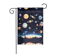 WZYCWB Drapeau de décoration de cour, drapeau de jardin à suspendre 30,5 x 45,7 cm, Noël, Halloween, décoration d'intérieur extérieure, impression de la terre Saturne Jupiter