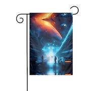 WZYCWB Drapeau de décoration de cour, drapeau de jardin à suspendre 30,5 x 45,7 cm, Noël, Halloween, décoration d'intérieur extérieure, science-fiction, avenir imprimé