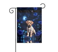 WZYCWB Drapeau de décoration de cour, drapeau de jardin à suspendre 30,5 x 45,7 cm, Noël, Halloween, décoration d'intérieur extérieure, chiot imprimé rose bleue
