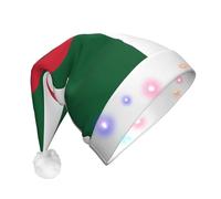 WZYCWB Drapeau de l'Algérie Adulte Nouvel An Noël Chapeau avec lumières LED Unisexe Chapeau de Noël en peluche Cadeau de fête de Noël Nouvel An