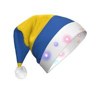 WZYCWB Drapeau de l'Ukraine Chapeau de Noël pour adulte avec lumières LED Unisexe Chapeau de Noël en peluche Cadeau de fête de Noël Nouvel An