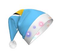 WZYCWB Drapeau de Sainte Lucie Adulte Nouvel An Noël Chapeau avec lumières LED Unisexe Chapeau de Noël en peluche Cadeau de fête de Noël Nouvel An