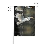 WZYCWB Drapeau décoratif de jardin imprimé héron blanc, imperméable, petits drapeaux, décoration d'ambiance festive