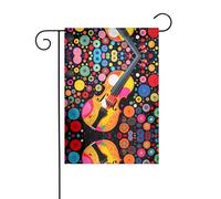 WZYCWB Drapeau décoratif de jardin imprimé violon à pois, imperméable, petits drapeaux d'extérieur, décoration d'ambiance festive