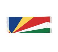 WZYCWB Drapeau des Seychelles Châle Cachemire Écharpe Femme Longue Écharpe à Pompons Automne et Hiver Nouvel An Mode Imprimé Pompon Châle Noir Taille Unique