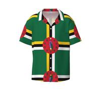 WZYCWB Drapeau du Commonwealth de Dominique Chemise à manches courtes pour homme Chemise décontractée à boutons Chemise de plage Vacances, noir, Taille M