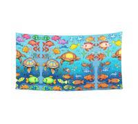 WZYCWB Drapeau imprimé tortue et poisson - Décoration de fête - 70 x 35 cm - Pour intérieur et extérieur