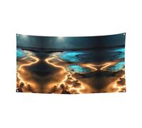 WZYCWB Drapeau imprimé « View Under The Moon » - Décoration de fête - 70 x 35 cm - Pour intérieur et extérieur