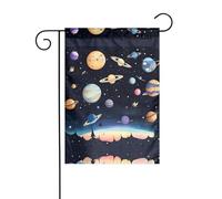WZYCWB Drapeaux de jardin Saturne Jupiter Terre - 30,5 x 45,7 cm, drapeaux décoratifs de jardin à suspendre